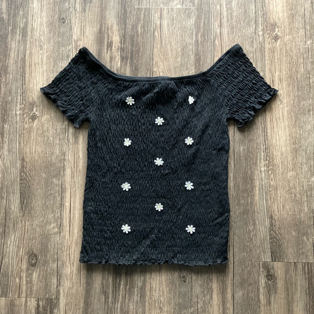 Smocked Off the Shoulder Daisy Tee